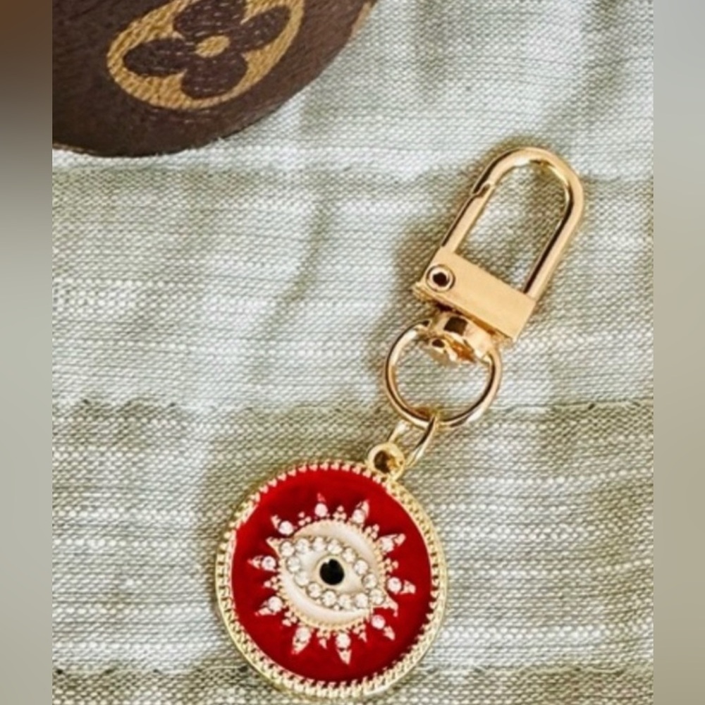 Unbranded red evil eye bag charm with rhinestones
